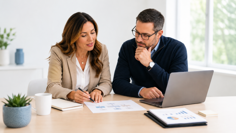 Two healthcare practice leaders reviewing workflows and operations before hiring a COO